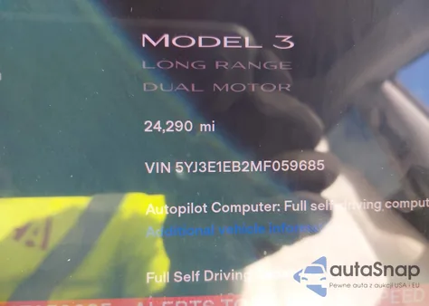 2021 Tesla Model 3 Long Range Dual Motor All-Wheel Drive из США, поврежденный, VIN 5YJ3E1EB2MF059685